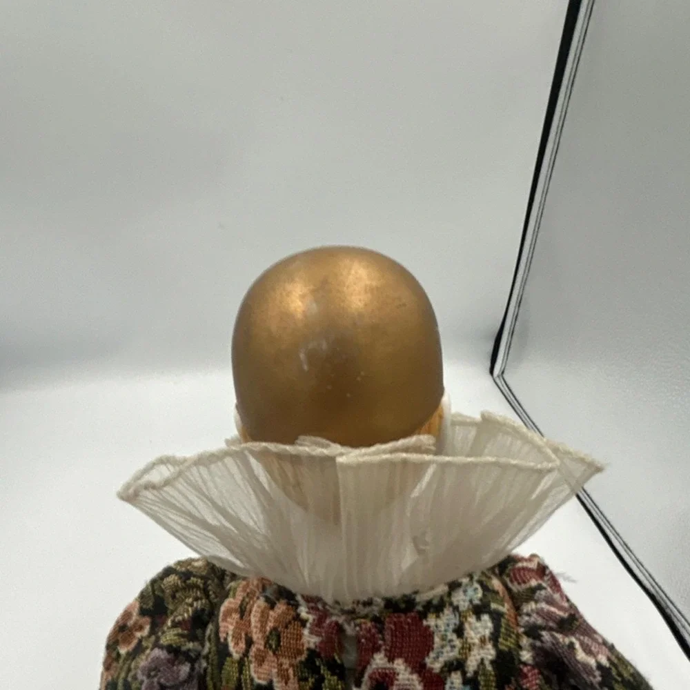 Silverstri Porcelain Doll Girl Floral/Gold Painted Head Light Complexion